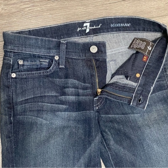 7 For All Mankind Womens Roxanne Rhinestone Bling Pockets Jean Medium Wash Sz 27 - Picture 6 of 10